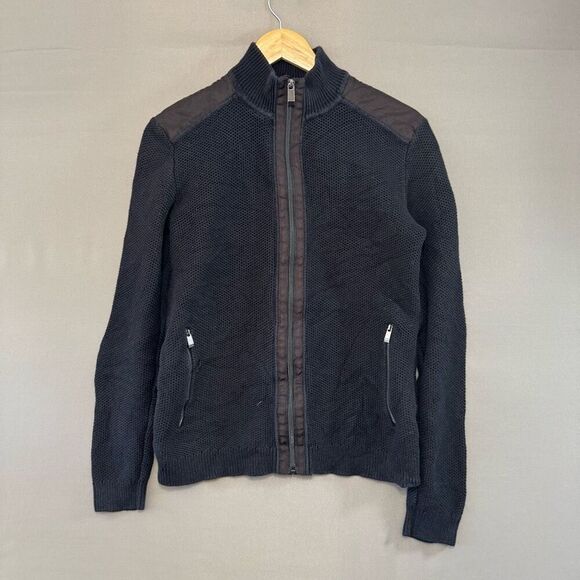 Calvin Klein Men’s Grey Zip Up Knit Sweater Size Small High Neck Cotton Blend - Picture 1 of 11